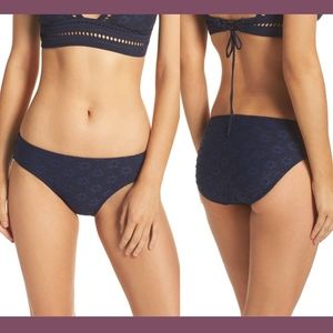 NEW Robin Piccone‎ Clarissa Bikini Bottoms in Navy Blue [SZ Large ]